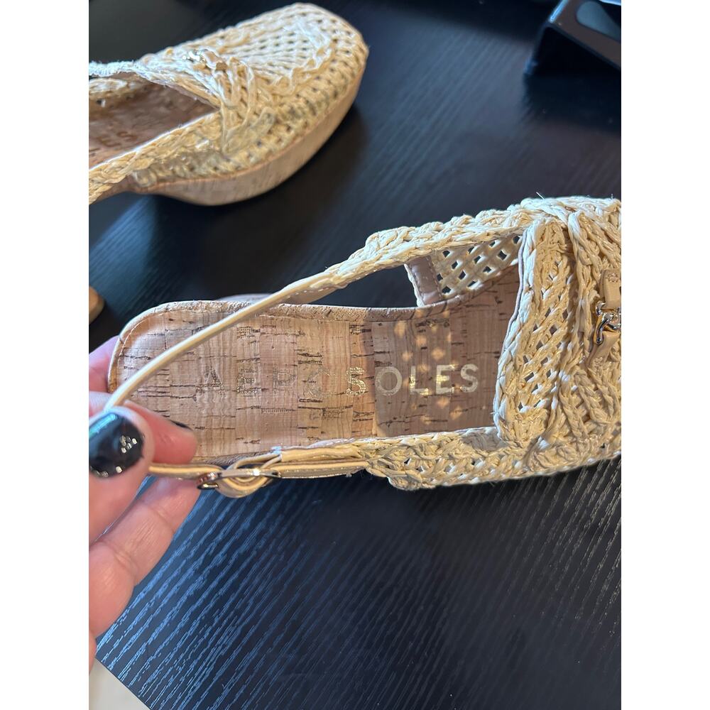 Aerosoles Santiago Raffia Block Chunky Cork Heel Slingback Sandals Womens Size 8 - Picture 10 of 12